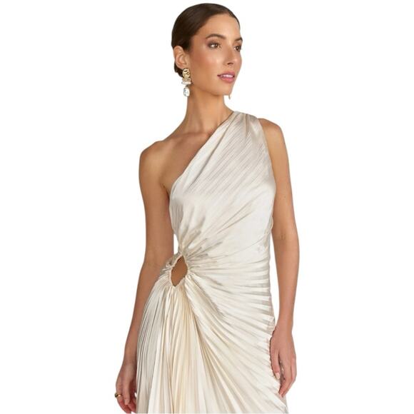 Anthropologie x Dress Forum Ivory One-Shoulder Pleated Cutout Dress* - Picture 2 of 9